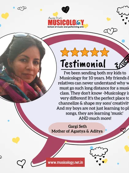 A parent, Gargi Seth, explains why she sends her kids a long distance for our classes. It's because we teach 'music' and not just songs.