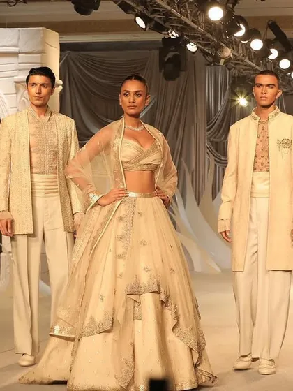 A full runway look for the Shantanu & Nikhil show. My makeup on the male model is subtle yet effective, enhancing his features for the runway.
