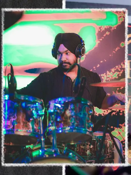 Our powerhouse drummer, lost in the rhythm. He provides the solid backbone for both our high-energy tracks and our soulful melodies.