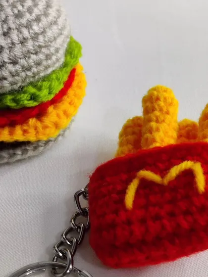 For the fast-food lover, a set of burger and fries keychains.