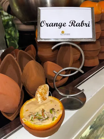 A refreshing twist on a classic. Our Orange Rabri, served inside an orange shell, infuses the rich, creamy dessert with a zesty citrus flavour.