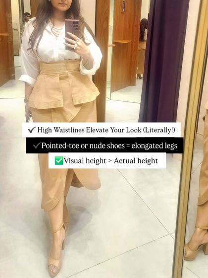 Rule #3 in action: High waistlines and pointed-toe shoes create visual height.