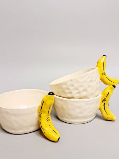 My banana-handle mugs are another part of the quirky collection. These conversation starters are perfect for elevating your coffee or tea time with a touch of the unexpected.