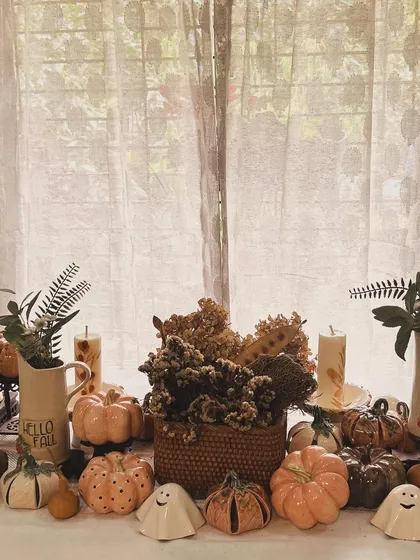 Another view of my Fall Collection, with the soft light creating a warm and inviting atmosphere. These pieces are perfect for creating your own seasonal display.