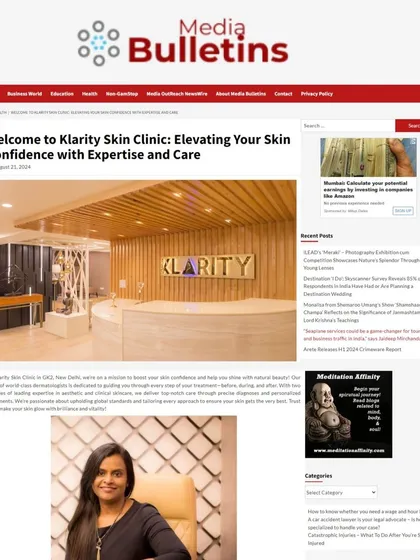 A snapshot of our feature in Media Bulletins. It's an honor to have our mission of providing personalized, high-standard dermatological treatments shared with a wider audience.