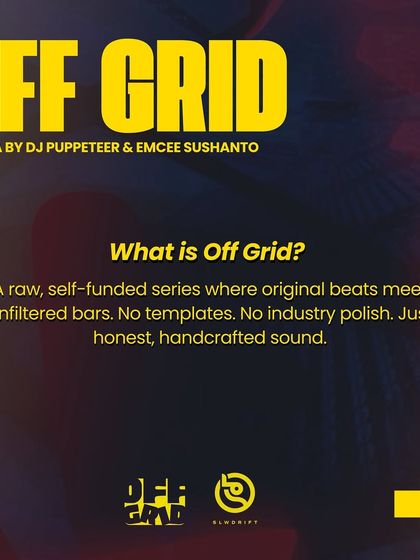 This is 'OFF GRID,' a raw, self-funded series I created with Emcee Sushanto. It's all about original beats and unfiltered bars, with no templates or industry polish. Just honest, handcrafted sound.