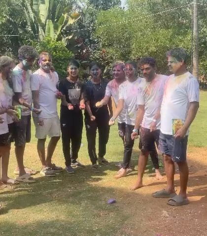 More fun from our Holi celebration. Guests enjoying the festive atmosphere and playing with colors on our green lawns.
