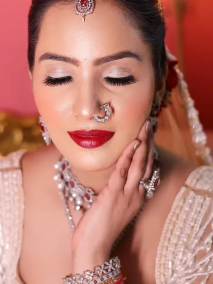 A candid, gentle pose showing the complete look. This is the kind of picture that clients love to see in a portfolio.