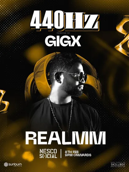 My solo poster for the GIGX 440Hz event in Mumbai. The gold and black design gives it a premium, high-energy feel.