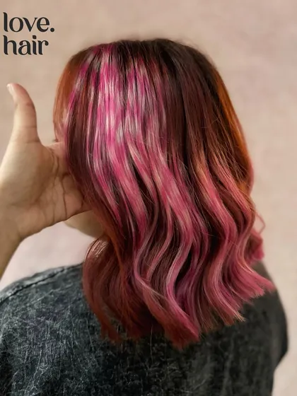A little late for V-day, but we celebrate love every day. This look features pops of bright pink in a reddish-brown base.