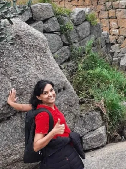 This is functional fitness in action. One of my clients is seen here after completing a challenging 8km hike, a testament to the real-world stamina and core strength she built through our intense Zumba and conditioning classes.