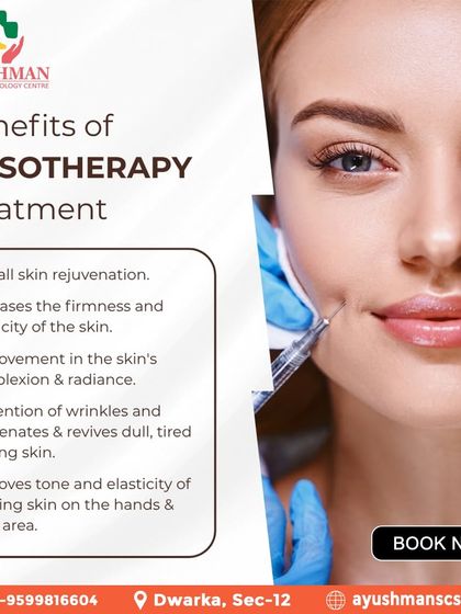 This graphic details the many benefits of Mesotherapy. This treatment improves skin firmness, radiance, and elasticity while preventing wrinkles and reviving dull, tired-looking skin.