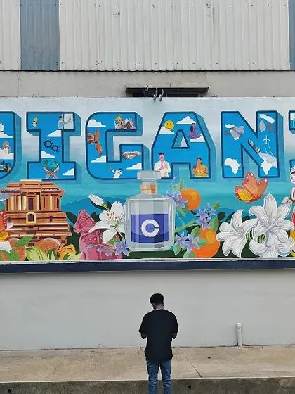 This sprawling mural for Givaudan Pvt Ltd captures the essence of their brand, blending elements of Indian culture, nature, and innovation. It's a testament to how we can translate a company's complex story into a single, breathtaking visual.