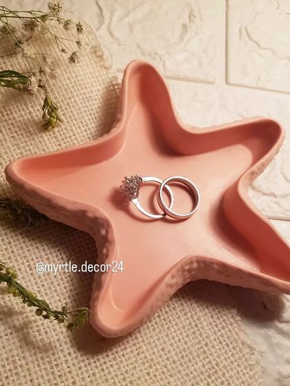 Our starfish trinket tray in a lovely solid pink, perfect for holding your favorite rings.