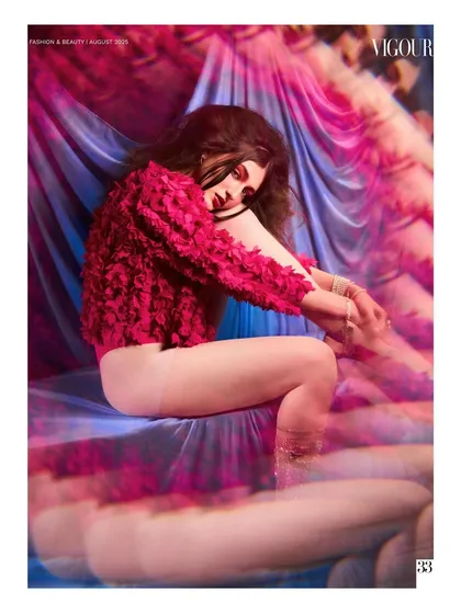 Another frame from the Vigour Magazine editorial, using motion blur to create a dreamy, painterly effect with rich pinks and blues.
