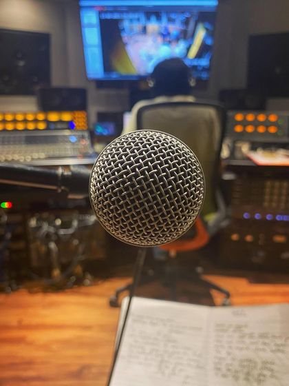 A view from the vocal booth while recording original music with the Adil Manuel Collective. This is where the magic happens.
