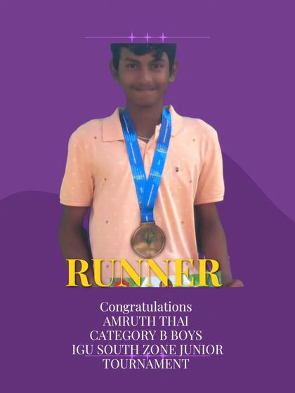 We commend Amruth Thai on becoming the runner-up in the Category B Boys division at the IGU South Zone Junior Tournament.