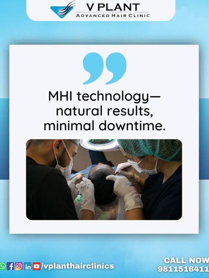 This graphic emphasizes the core benefits of our MHI technology: natural results and minimal downtime. The image shows our team of surgeons working together, highlighting our collaborative and expert approach.