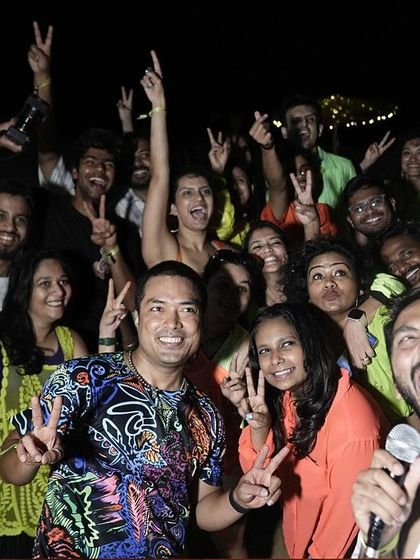 A selfie with the crew at our beach party. The smiles, the energy, the music, the ocean. It doesn't get better than this.