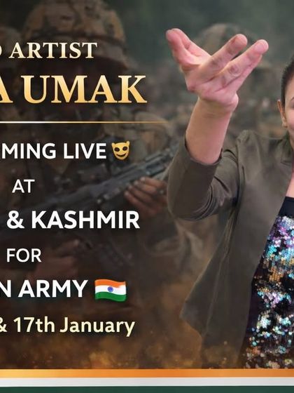 This poster announced my show in Jammu & Kashmir for the Indian Army. My pose reflects the energy and passion I bring to every patriotic performance.
