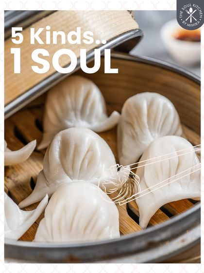 Five kinds of dimsums, one soulful kitchen. A tempting shot of my waterchestnut corn dimsums, showcasing their unique shape.