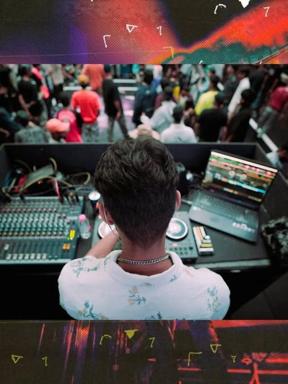 A view from my console at the 'Battle in Town' event. It's a unique perspective, looking out at the crowd and the stage.