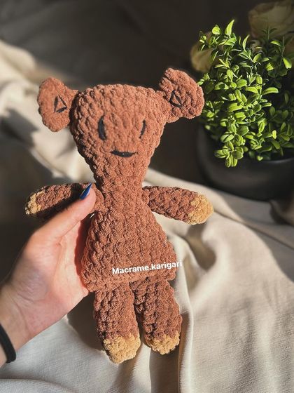 For all the Mr. Bean fans, we created his best friend, Teddy. This crochet version is made from soft brown yarn and is instantly recognizable.