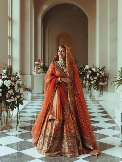 Nilofer looking radiant and happy in the beautiful corridors of the wedding venue.