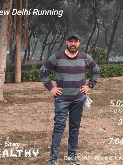 A member proudly showing his 5km run stats. Every distance is an achievement, and we celebrate them all.