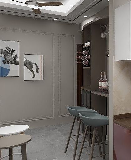 Another view of the compact dining and bar area, showing how we use thoughtful layouts to maximize small spaces. The design is modern, simple, and highly functional for everyday living.