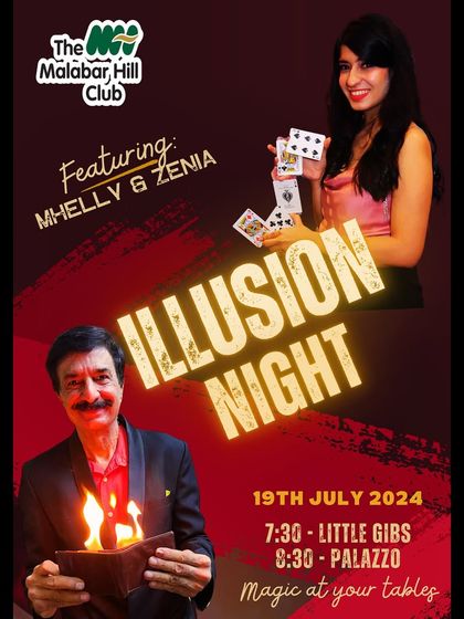 Join us for a magical evening at The Malabar Hill Club. These posters announce our regular dates where we fill the night with mind blowing illusions.