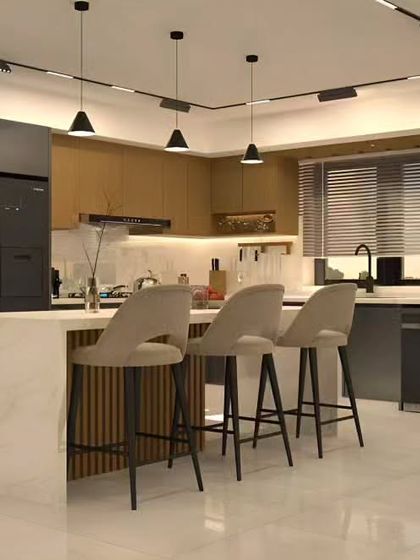 Modular Kitchen - Modular Home Interiors Modern Kitchens with Islands & Breakfast Bars photo 35