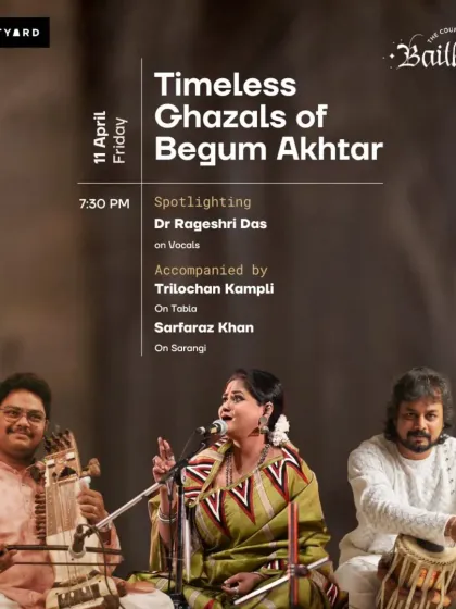 A poster for a tribute concert to Begum Akhtar with Dr. Rageshri Das.