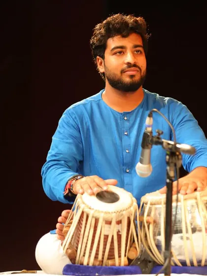 A close-up from the Debadhara Festival, showcasing the intricate hand movements on the tabla.