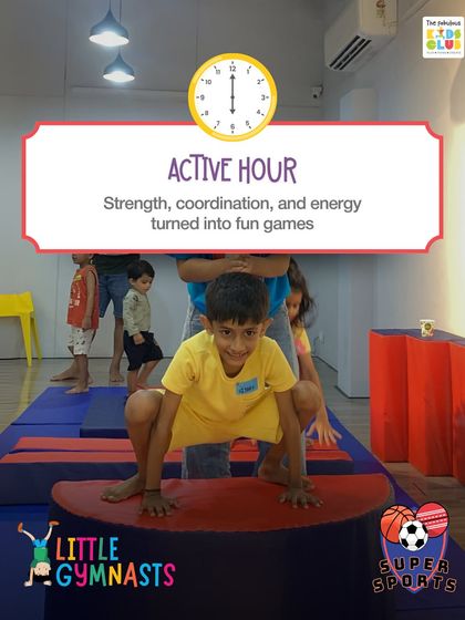 Welcome to the Active Hour. In programs like Little Gymnasts and Super Sports, we turn strength, coordination, and energy into fun games that keep kids moving and developing their physical skills.