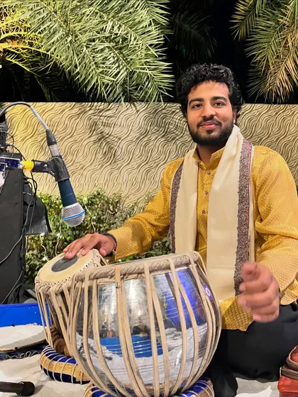 Golden hues and rhythmic views, a moment from a beautiful evening event.