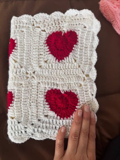 Our popular heart design, now on a book cover. This white cover with red hearts is a classic.