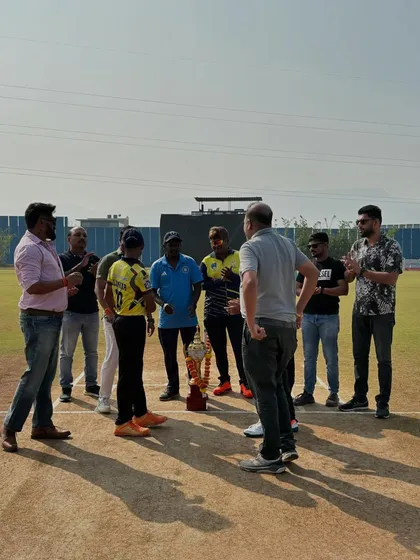 A discussion on the pitch with the organizers during the Disha Premier League. We are deeply involved in all aspects of the tournaments we play.