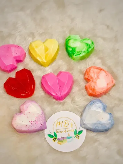 Pamper your loved ones with these cute and adorable heart-shaped scented soap bars. I can customize them with different fragrances and colors to help you spread the scents of love.
