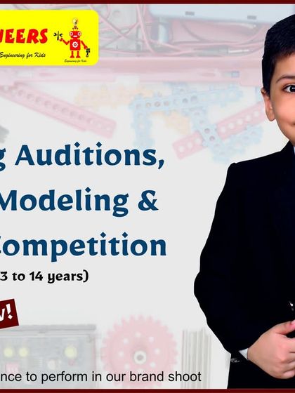 We're always looking for new talent. This poster announces our acting auditions, kids' modeling, and reel competition for children aged 3 to 14, with winners getting a chance to be in our brand shoots.