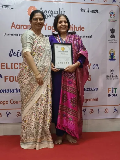 A proud moment from our 8th Foundation Day, where a student receives her certification. Our felicitation ceremonies are a time to honor the hard work and dedication of our students.
