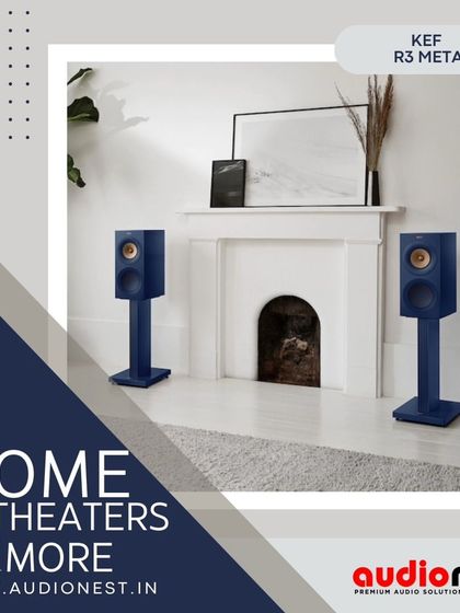 Another view of the KEF R3 Meta, this time in a striking blue finish. These speakers are not just sonically brilliant but also beautifully designed to complement a modern living space.