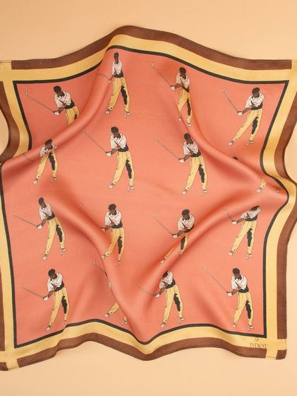 A draped view of the pink golfer pocket square, highlighting the sheen and texture of the fabric.