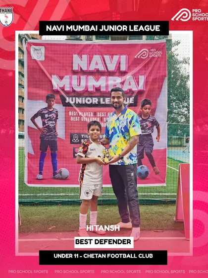 A fantastic achievement for Hitansh from Chetan Football Club, awarded Best Defender in the U11 league.
