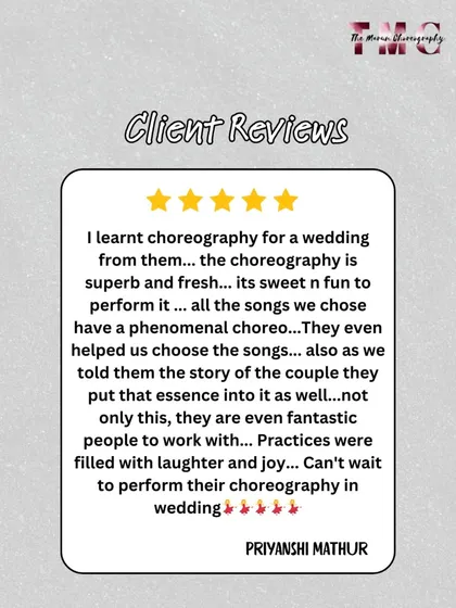 "Practices were filled with laughter and joy." This is what we love to hear. Our goal is to make the entire process, from rehearsals to the final performance, a fun and memorable part of your wedding journey.