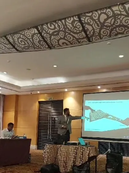 During a presentation, I am explaining the details of a master plan on screen. It is crucial to communicate the technical and conceptual aspects of a design clearly.