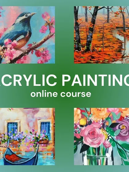 These are the beautiful artworks we will be teaching in our upcoming acrylic painting course, chosen to cover a range of techniques.