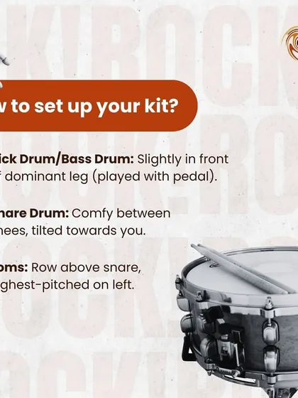 This guide shows you how to set up your kick drum, snare, and toms for a comfortable playing experience.