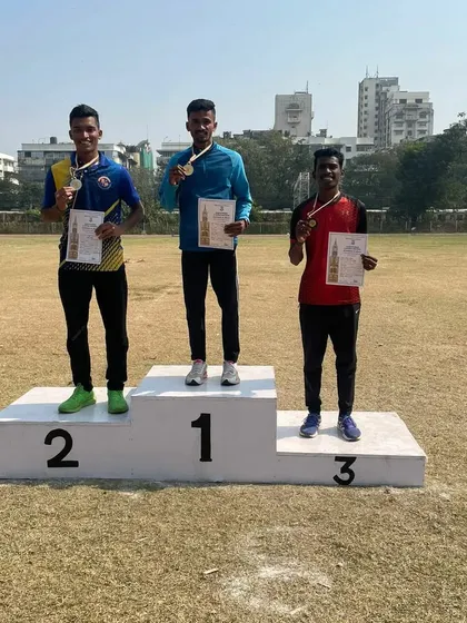 The 800m podium at the Mumbai University Inter Zonal meet, with my athlete Gagan Amin securing the silver medal.