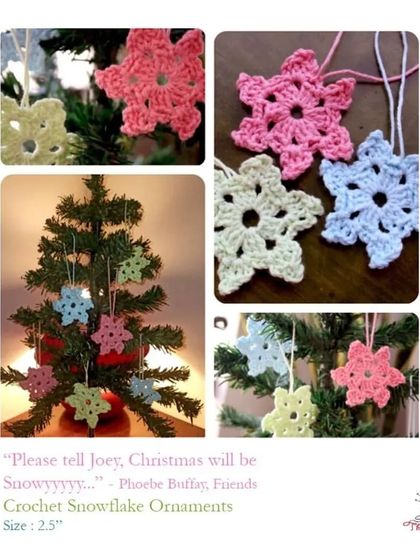Delicate crochet snowflake ornaments, perfect for adding a touch of winter magic to your tree.